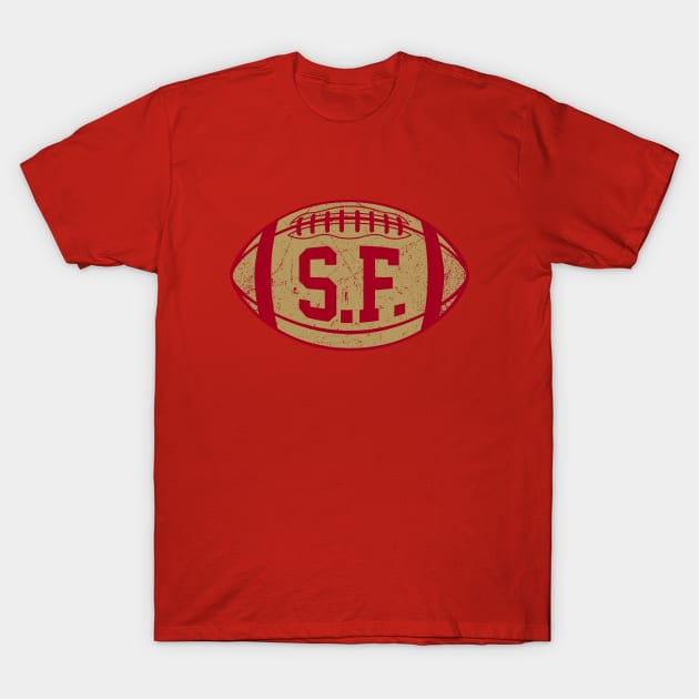 SF Retro Football - Red T-Shirt by KFig21